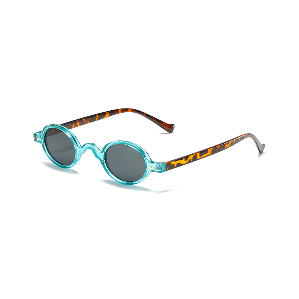 Rectangular sunglasses with tortoise-green frame, side angle — HARO Beaulieu Kérylos