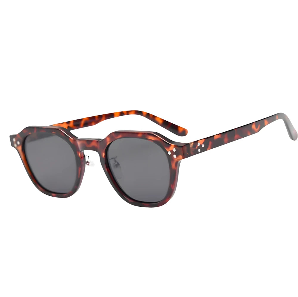Tortoise round acetate sunglasses, side angle — HARO Cannes 1946