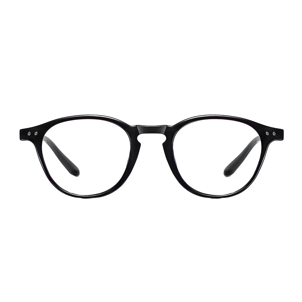 Rectangular blue-light glasses with black acetate frame, front view — HARO Chamonix Mont Blanc