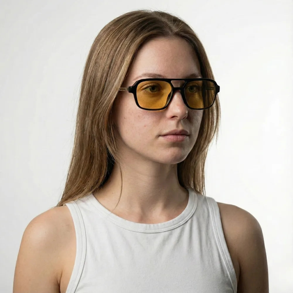 Acetate and metal aviator sunglasses worn outdoors — HARO Saint-Tropez Pampelonne lifestyle