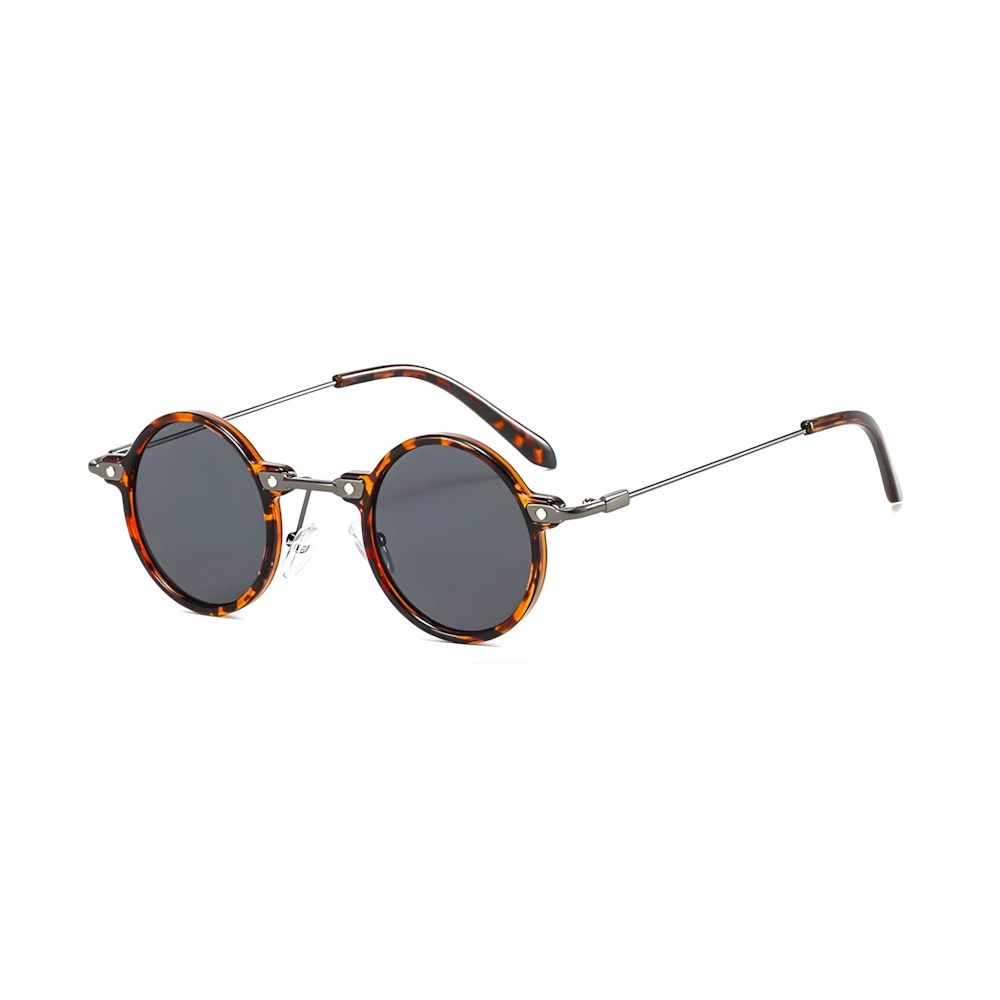 Round sunglasses with tortoise frame and black lenses, side angle — HARO Sanremo 1947