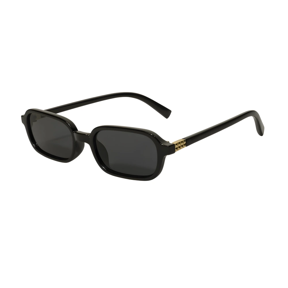 Rectangular acetate sunglasses with black frame and black lenses, side angle — HARO Amalfi Sails