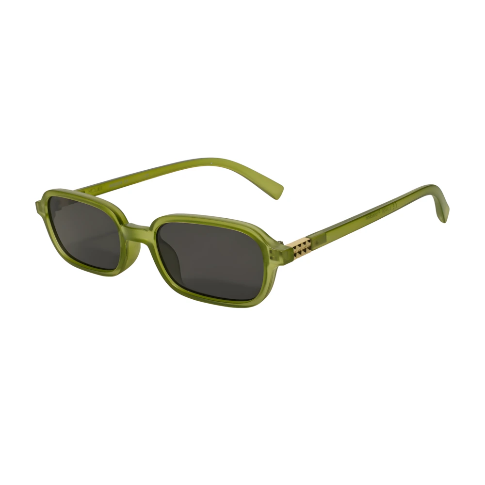 Rectangular acetate sunglasses with green frame and black lenses, side angle — HARO Amalfi Sails