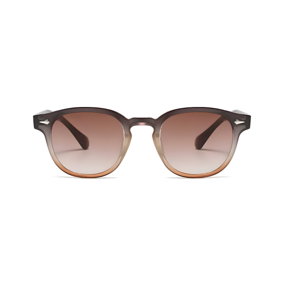 Small round acetate sunglasses with champagne frame and gradient lenses, front view — HARO Antibes 1923