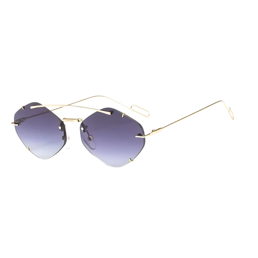 Round sunglasses with gold frame and purple gradient lenses, side angle — HARO Cap d'Antibes