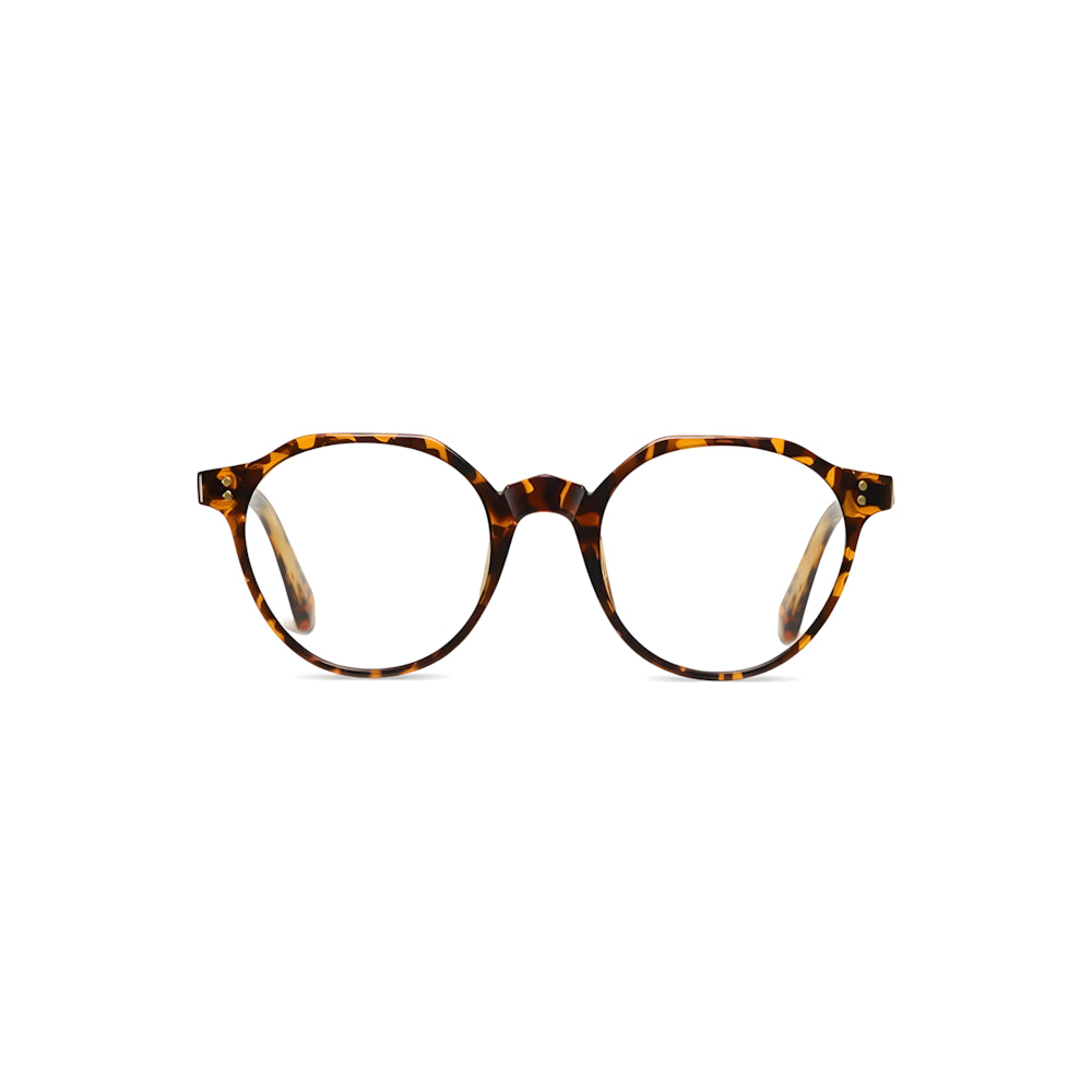 Narrow blue-light glasses with tortoise acetate frame, front view — HARO Cortina Tofane