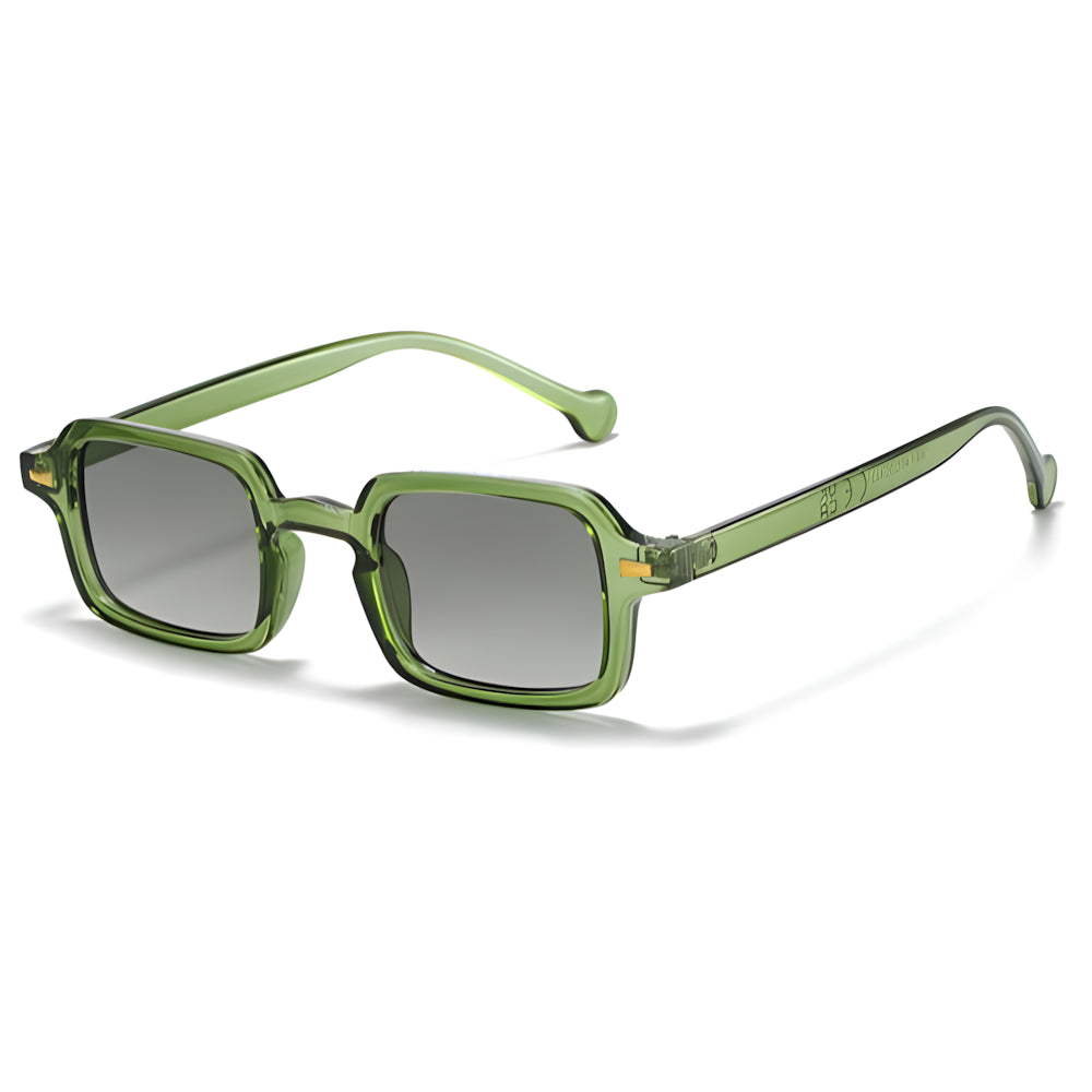 Rectangular acetate sunglasses with green frame, side angle — HARO Dolcevita Portofino