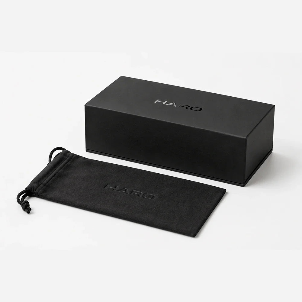 Côte d'Azur Menton rectangular acetate sunglasses — HARO Eyewear packaging (case and bag)